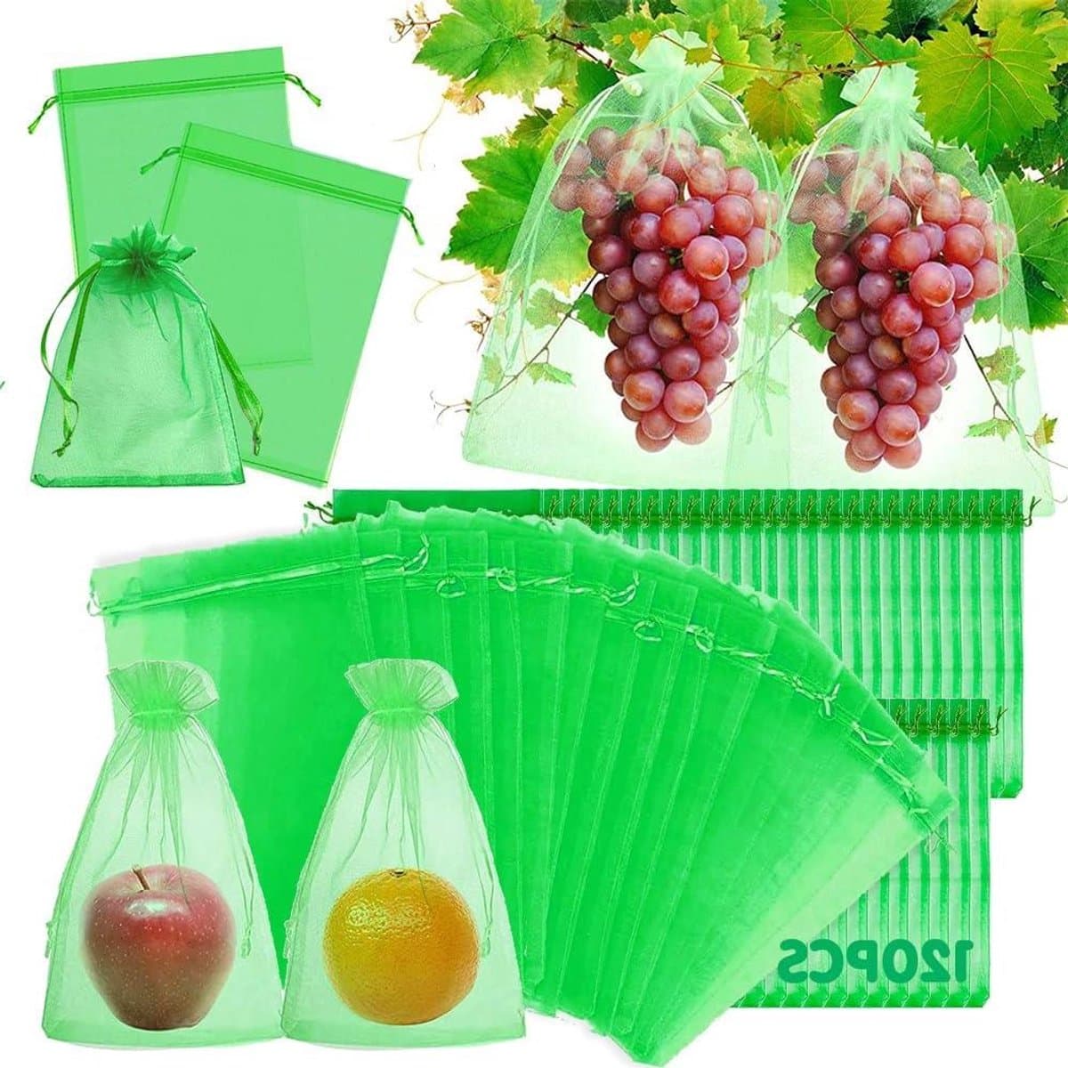 Beschermhoezen Fruit - Netzakjes Tassen - Fruit Beschermen - Ademend Organza Materiaal - 120 Stuks - Transparant — afbeelding 1