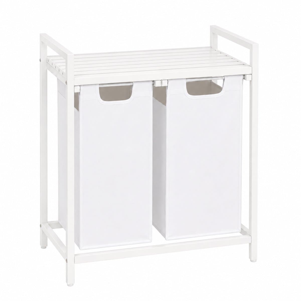 Begryf Wasmand - metaal stof - wit 92 l - 2 wakken - bovenplank - 73 x 33 x 71 cm - 92l — afbeelding 1