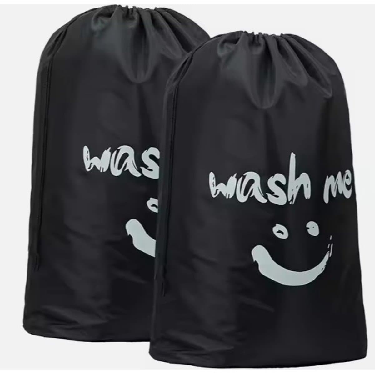 Opbergzak voor Vuile Wasgoed - 2 Stuks - 70 x 45 cm - Opvouwbare Reiswaszak - Met Trekkoord - Polyester - Praktische Opbergzak voor Vuile Wasgoed - Geschikt voor Reis, Slaapzalen en Thuis - Zwart — afbeelding 1