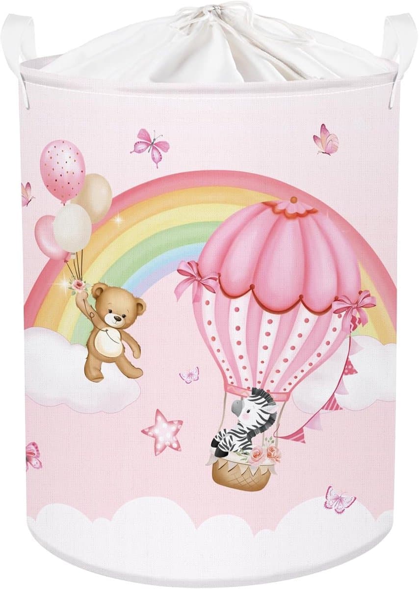 wasmand, dieren, regenboog, voor jongens en meisjes, opvouwbaar, opbergmand, speelgoed, kleding, voor badkamer, slaapkamer, ballon, 63 l — afbeelding 1