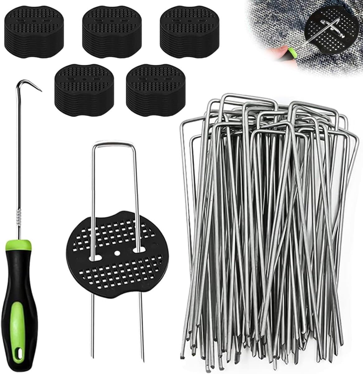 SnelShoppen - 50x Weed Cloth Hooks, Tuinankers, Anti-Roest Gegalvaniseerde Grondpennen, U-vormige Tentpennen voor Tuin, Camping, Groentetuin, 150x40mm — afbeelding 1