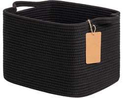 SnelShoppen - Opbergmand - Wasmand - Speelgoedmand - Katoenen Touw Mand - 33 x 28 x 23 cm - Voor Kinderen, Woonkamer, Speelkamer, Keuken, Elegant en R