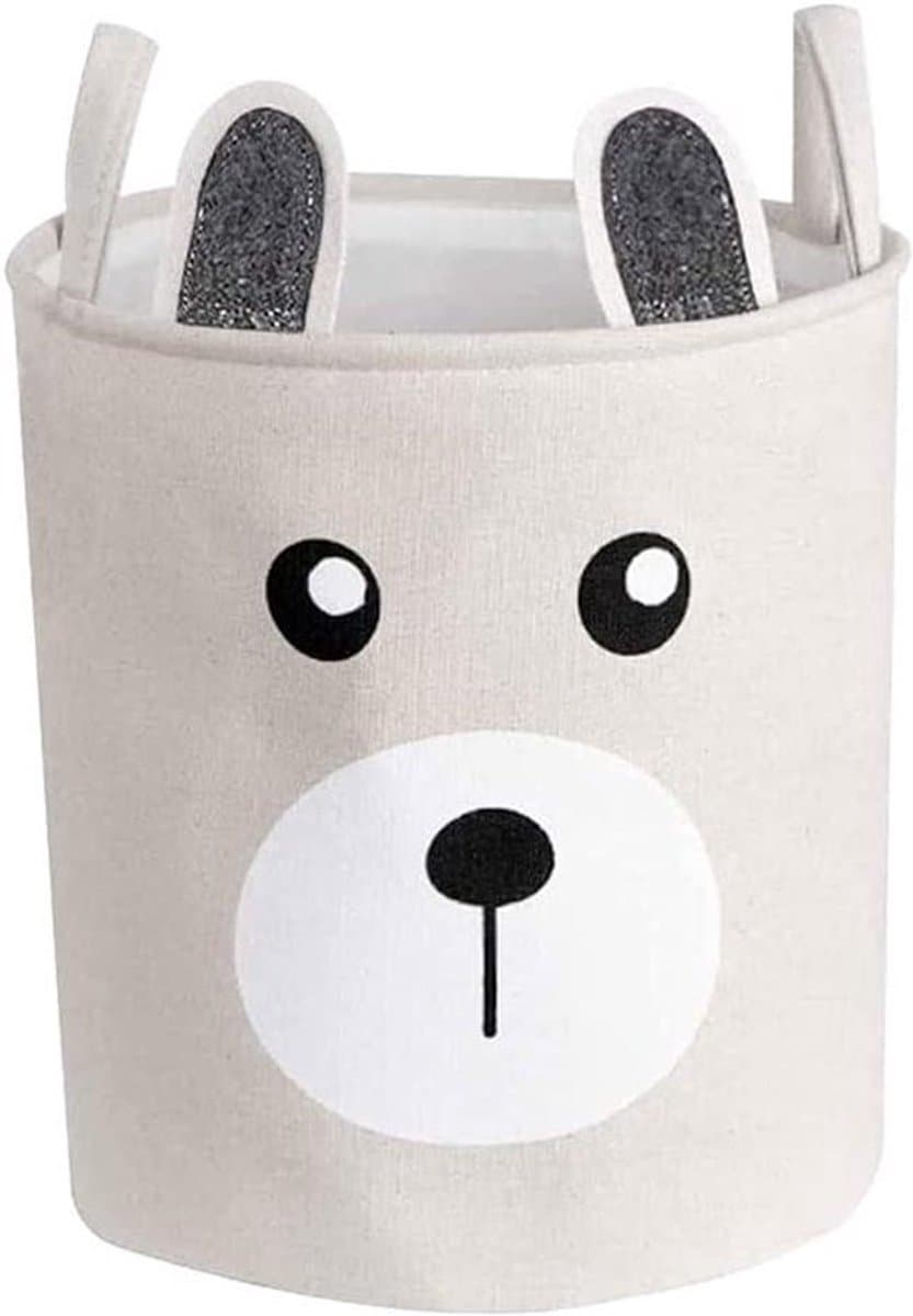 Grote Waterdichte Canvas Opbergmand voor Kinderen - Opvouwbare Ronde Wasmand met Handgrepen - Baby en Kleuters - Beige — afbeelding 1