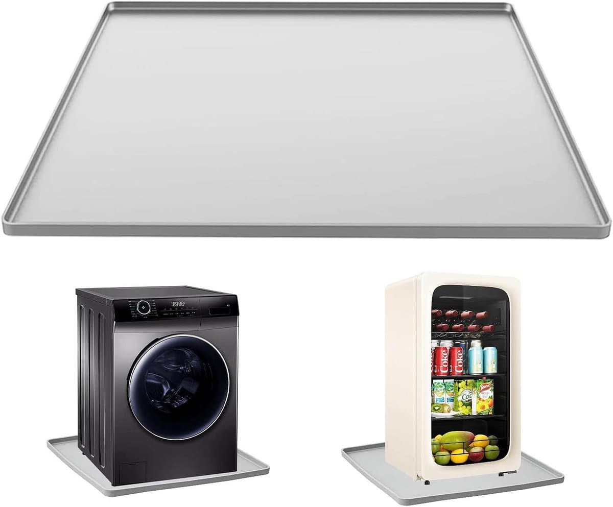 Wasmachine Lekbak - Afvoerbak Waterbescherming - Vloeren Beschermen - Roestvrij Staal Constructie - 50x50x5cm - Zilver — afbeelding 1