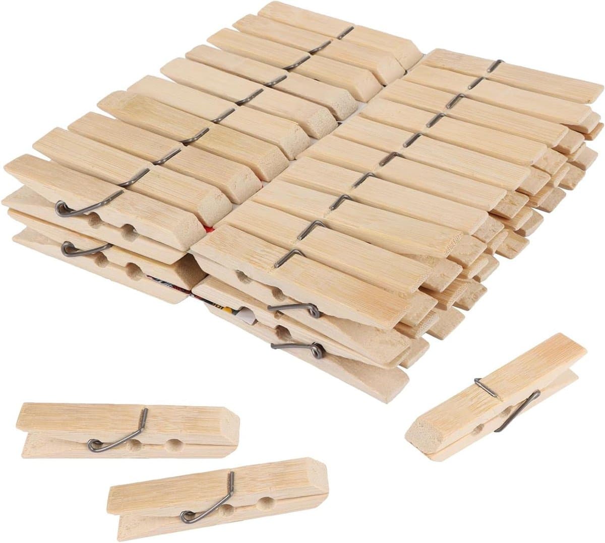 Grote wasknijpers van hout 7 cm lang - 400 stuks - bamboe houten klemmen - foto's memo's wasgoed - doe-het-zelfprojecten — afbeelding 1