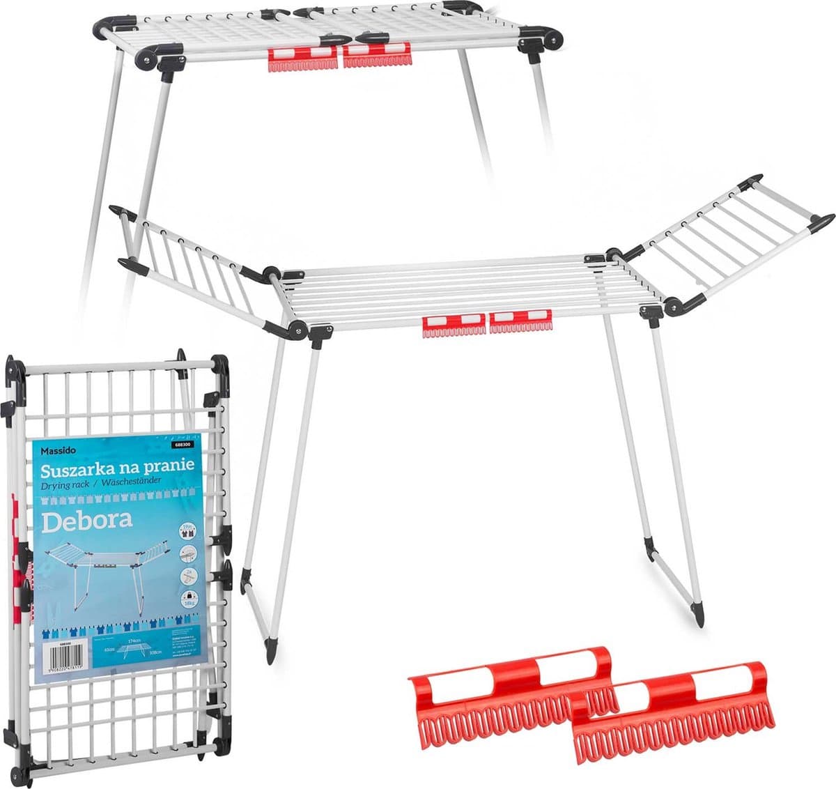 Debora opvouwbare staande wasdroger - wit - 19 meter — afbeelding 1