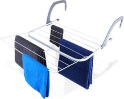Droogrek voor Radiator Metaal Wit Opvouwbare 55x50,5 cm - Radiatordroger - Wasdroger - Washanger - Balkonwasdroger - Wasrek