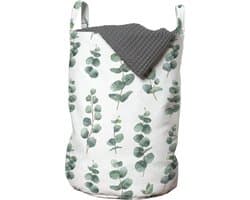 Eucalyptus waszak, aquarel zoals bladeren, wasmand met handgrepen trekkoordsluiting voor wassalons, 33 cm breed x 49 cm hoog, lauriergroen