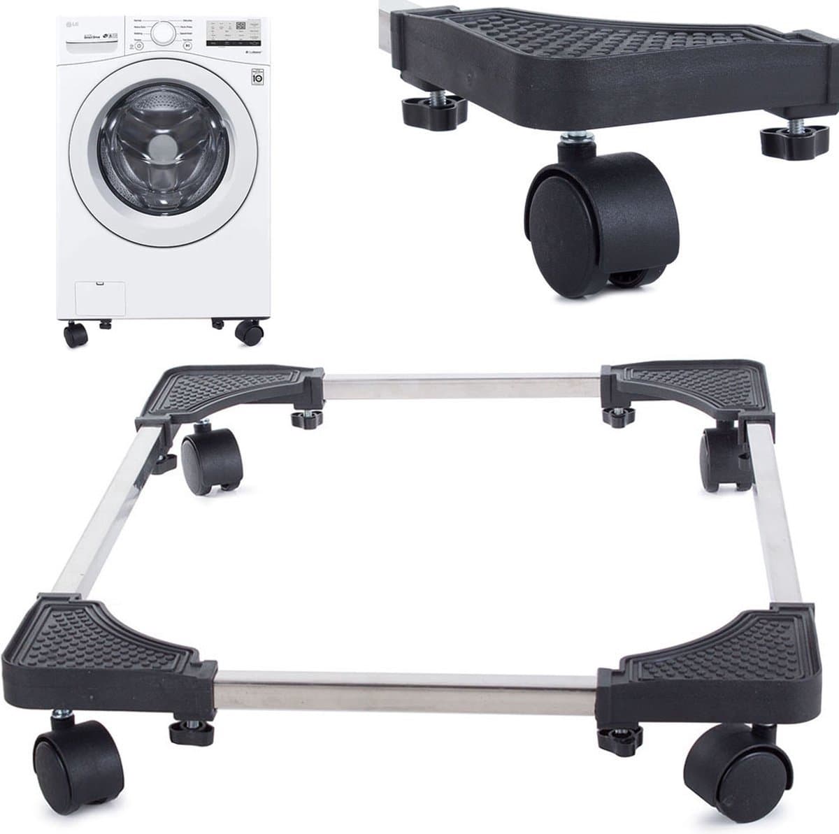 IBBO® - Verstelbare Wasmachine Verhoger - Wasmachine Verhoger - Verhoging Witgoed – Meubelroller – Meubelverplaatser - Wasmachine Ombouw - Verstelbare Multitool – Trolley - 8 Poten/ 4 Wielen — afbeelding 1