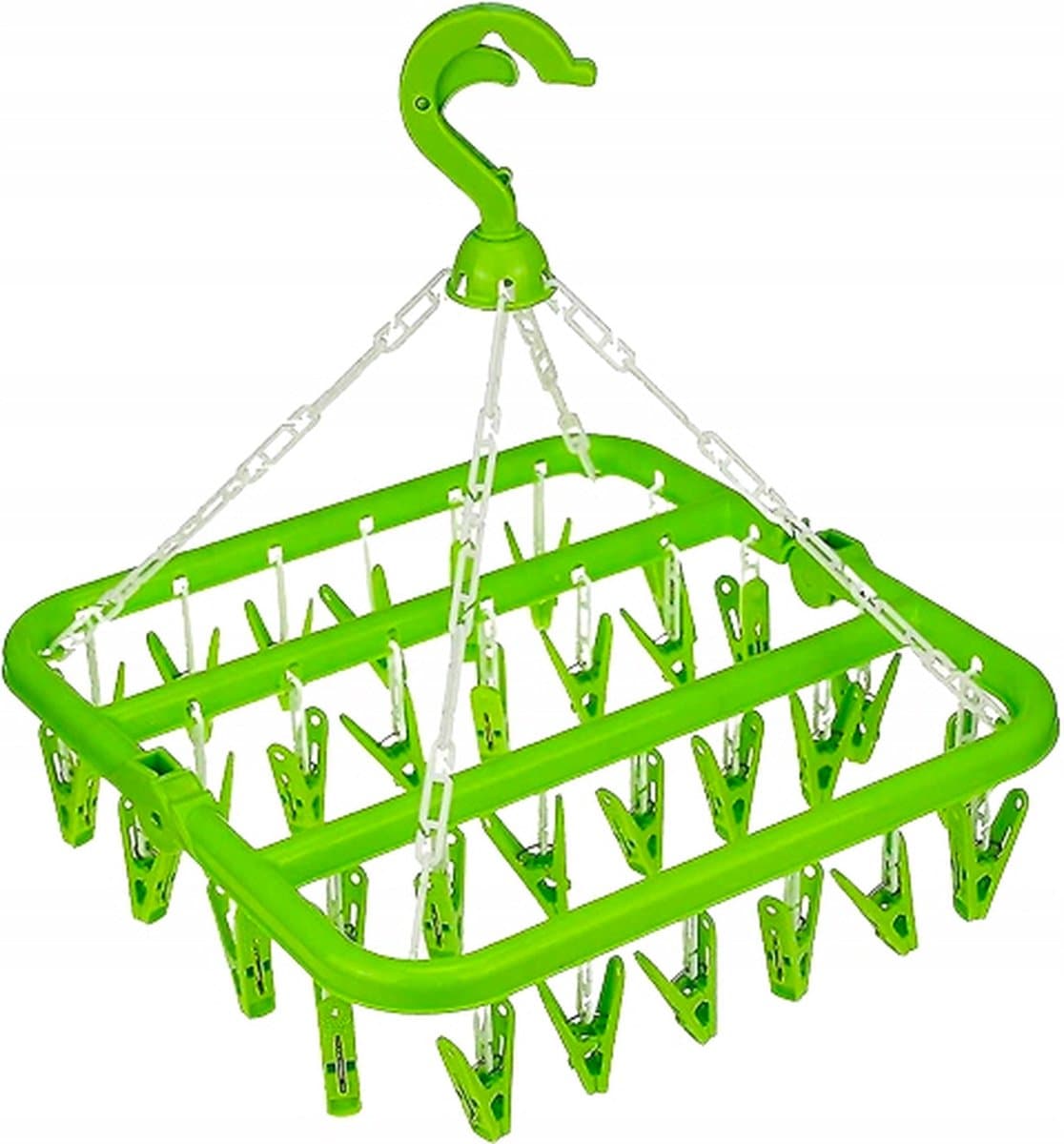 Sokkendroger - 32 Knijpers - Sokken Hanger - Sokken Droger - Beha's - bh's - Ondergoed - Wasrek Sokken - Wasrek - Droogrek - Klein Wasrekje - Carrousel - Droogcarrousel - Washanger - Sokkendroogrek - Kleerhanger voor Sokken - Windbestendig — afbeelding 1