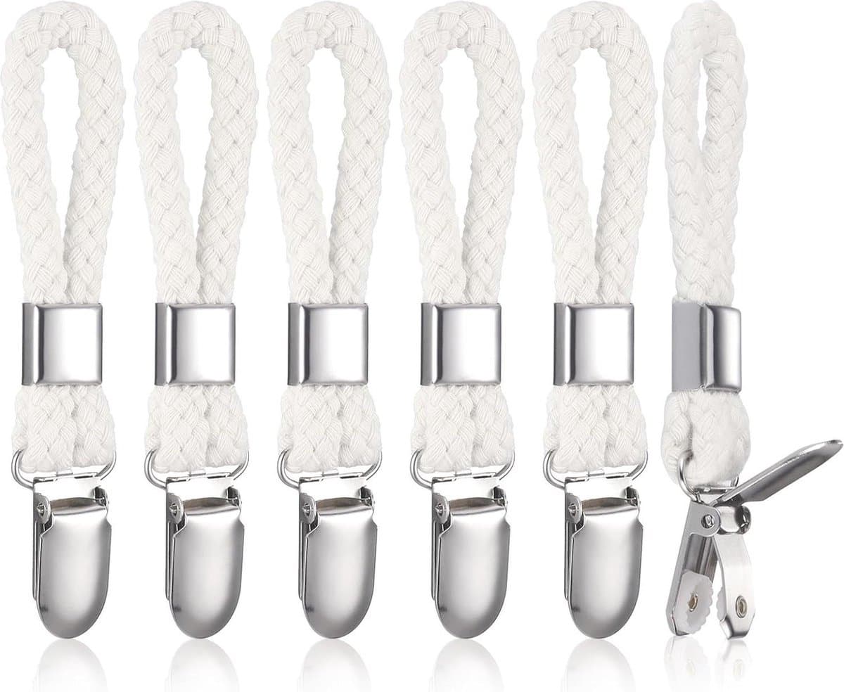 6 stuks handdoekclips - metalen theedoekhaken - geweven katoen - stevige hangende clips - theedoekhouders - opbergclips - ophangen van kleding - theedoek - strandhanddoek - haken - keuken — afbeelding 1