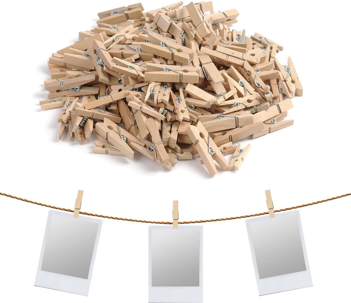 Wasknijpers van hout, 700 x mini-houten knijpers, 2,5 cm houten wasknijpers, duurzame decoratieve klemmen, geschikt voor knutselen, fotowand en verpakking, gastgeschenk — afbeelding 1