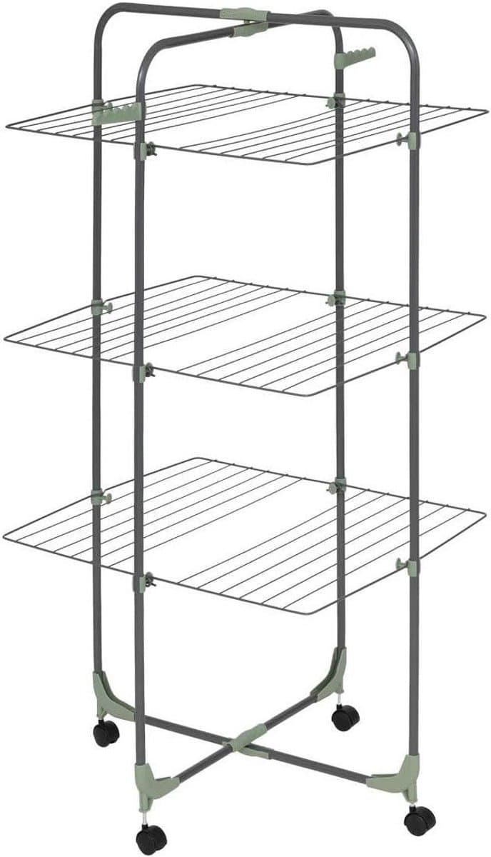 Torenwasdroger Inklapbaar - Wasrek Droogrek - Efficiënt Drogen - 30 Meter Drooglengte - 137 cm Hoog - Zwart — afbeelding 1