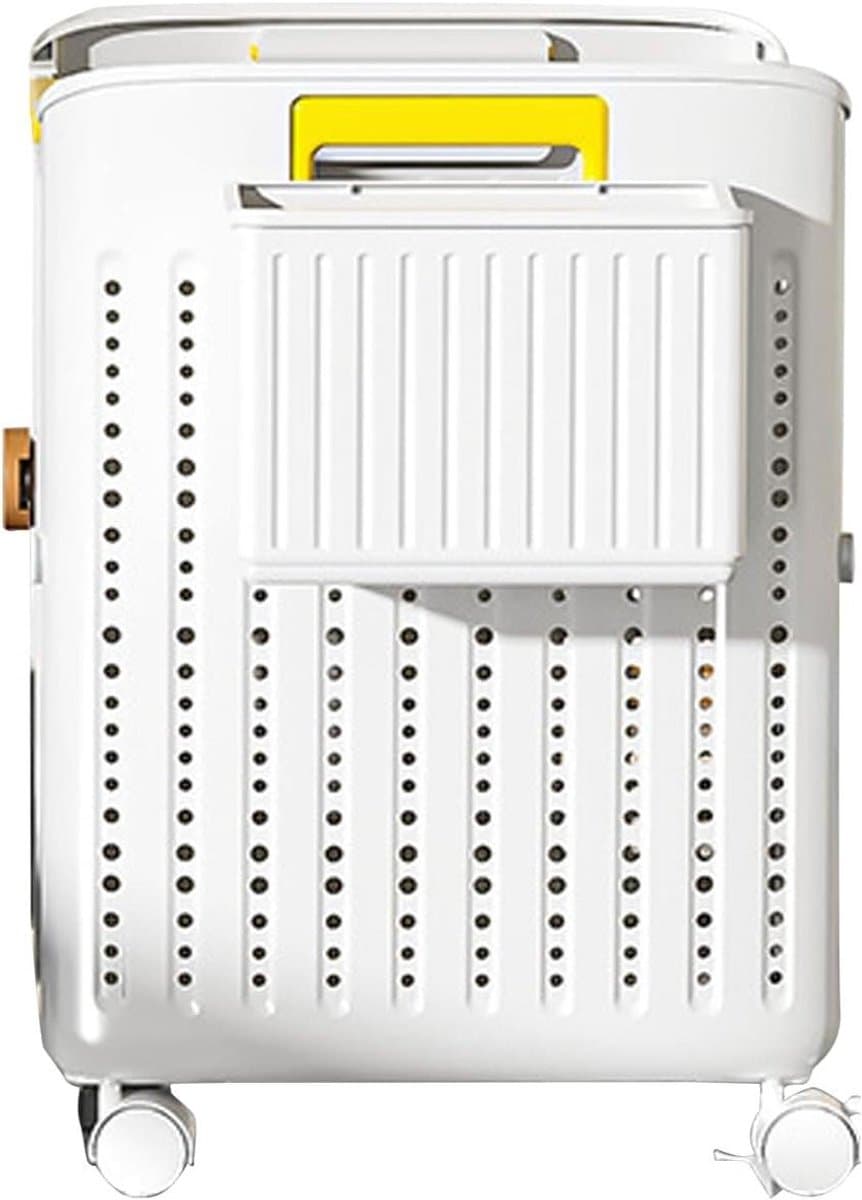 Wasmand op wielen - Opbergbak - Wasgoed Verplaatsen - Ruimtebesparend Ontwerp - 355 x 315 x 375 cm - Wit/Beige — afbeelding 1