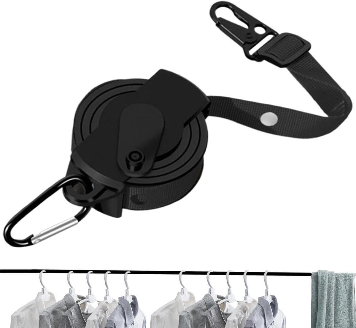 Uittrekbare Waslijn - Camping Waslijn Touw - Kleding Drogen Buiten - 34 Antislip Gaten - 3.6 Meter - Zwart — afbeelding 1
