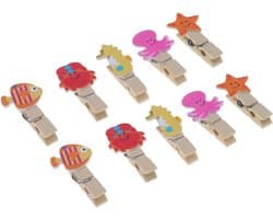 Houten Wasknijpers - Decoratieclips Fotoclips - Foto's Ophangen - Natuurlijk Bamboe Hout - 35 cm - Houtkleur