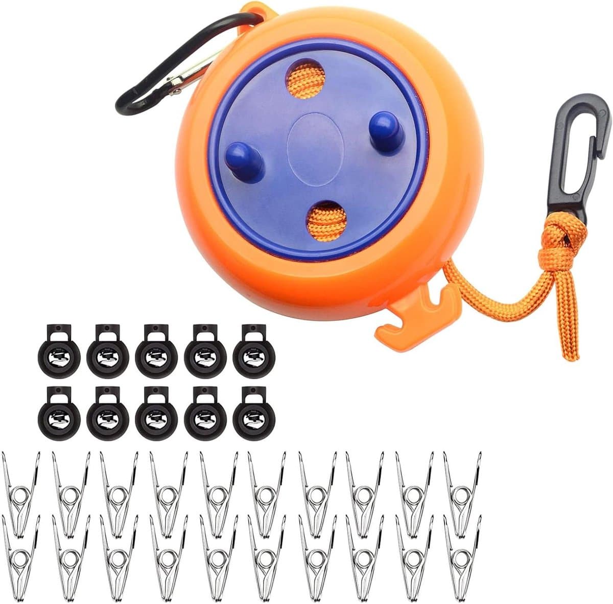 Camping Waslijn - Reis Waslijn - Kleding Drogen - Intrekbaar Touw - 8 Meter - Lijn met Clips — afbeelding 1