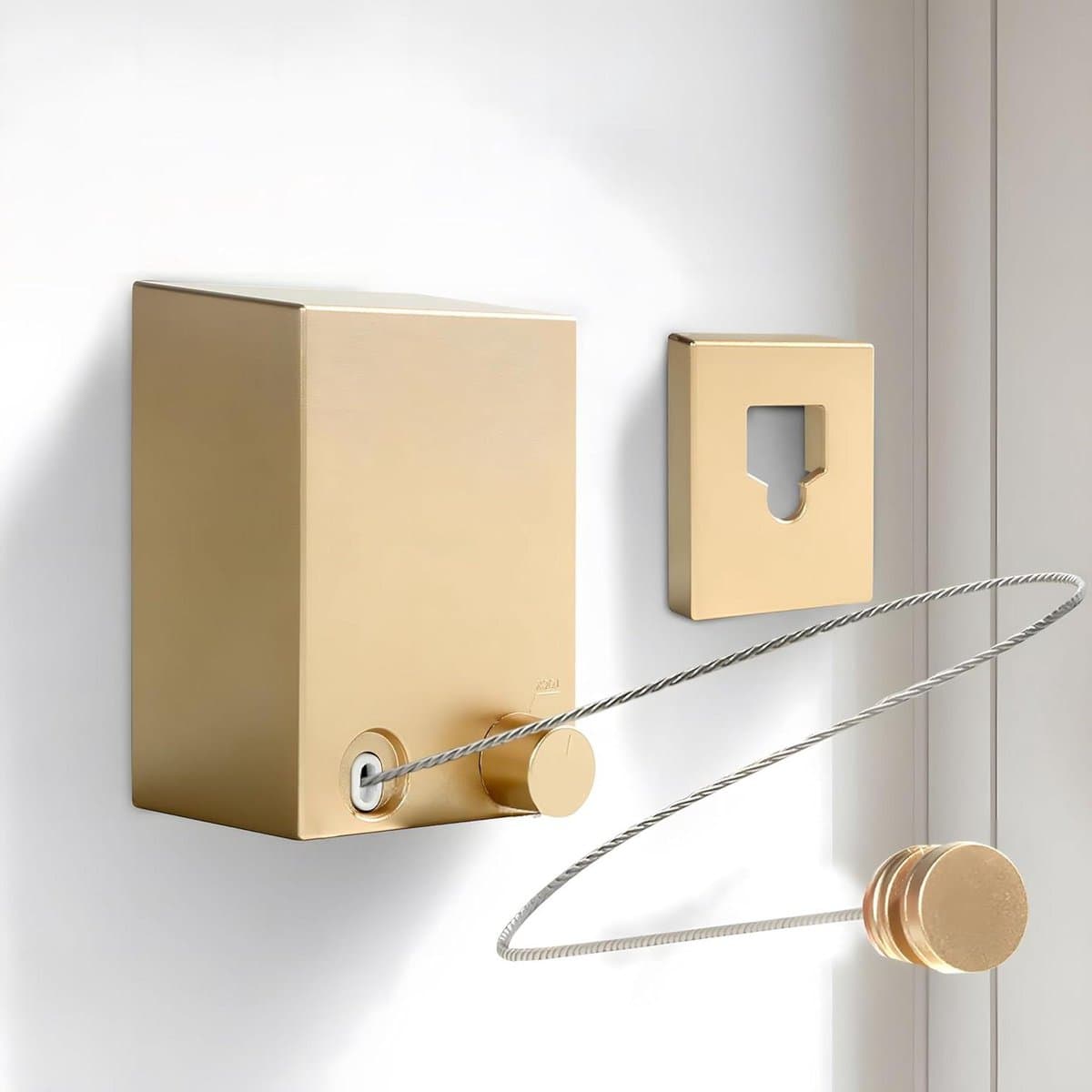 Intrekbare Waslijn - Reiswaslijn Roestvrij Staal - Kleding Drogen - Anti Doorzakken Vergrendeling - 4.2 Meter - Goud — afbeelding 1