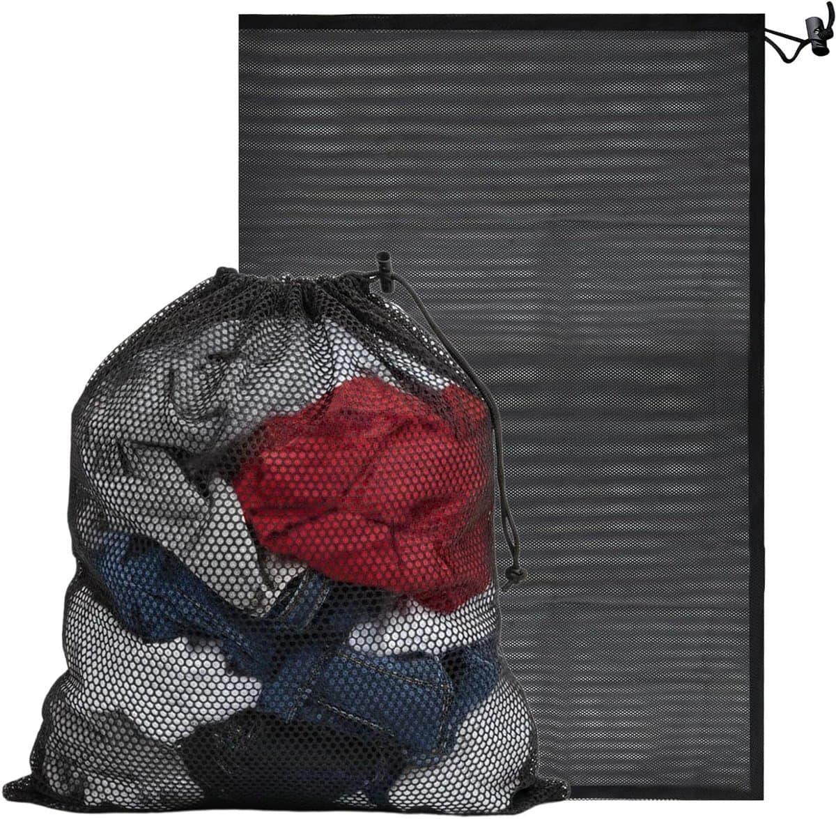 Grote waszakken van netstof 70 x 90 cm met trekkoord, herbruikbaar voor wasmachine, kleding en beddengoed — afbeelding 1