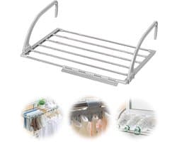 Dailygoods- Wasrek Uittrekbaar - Opvouwbaar Droogrek - Balkonrek - Wanddroogrek - Geschikt voor Binnen/Buiten - Roestvrij Staal 44-76 cm