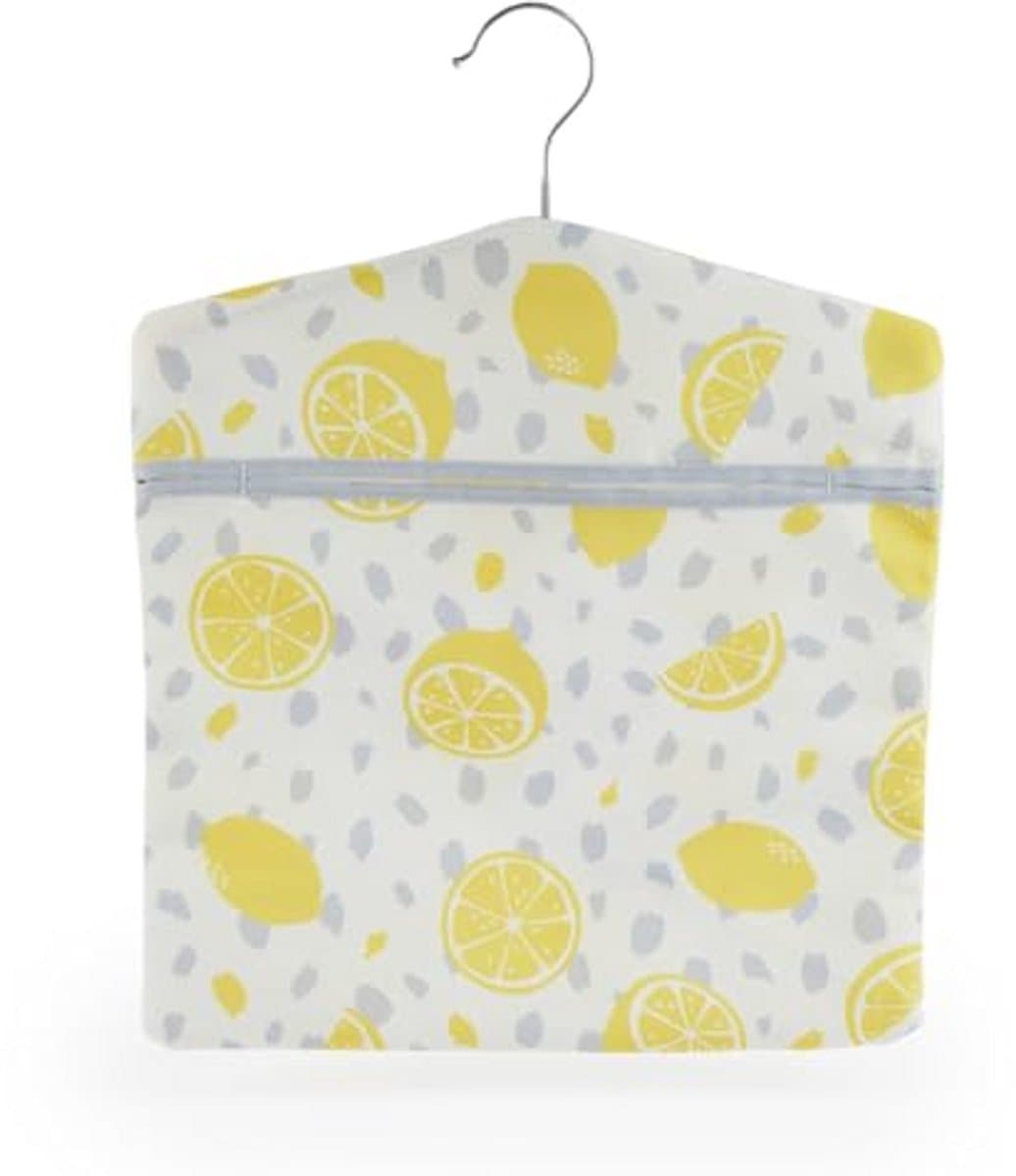 Waslijn Klemmen Tas - Klemmen Houder - Kleding Drogen - Handige Ophanghaak - 33 x 30 cm - Geel Citroenprint — afbeelding 1