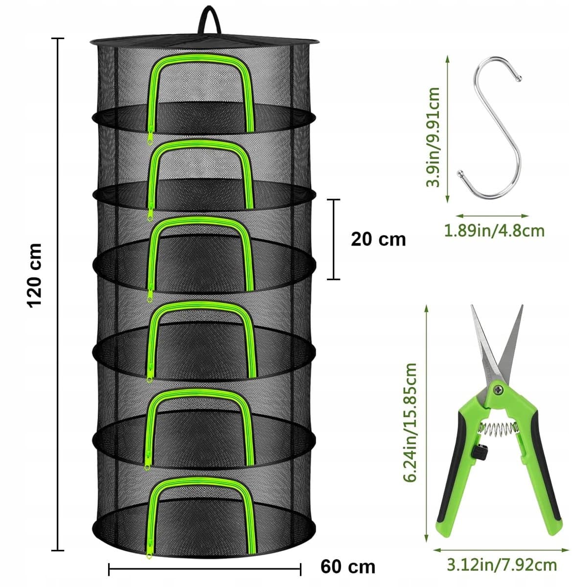 Kruidendroognet - Opvouwbaar Droognet - 6 Lagen & U-vormige Ritssluiting - 60CM - Beschermt tegen Vogels & Snel Drogend - Voor Tuin, Balkon & Keuken — afbeelding 1