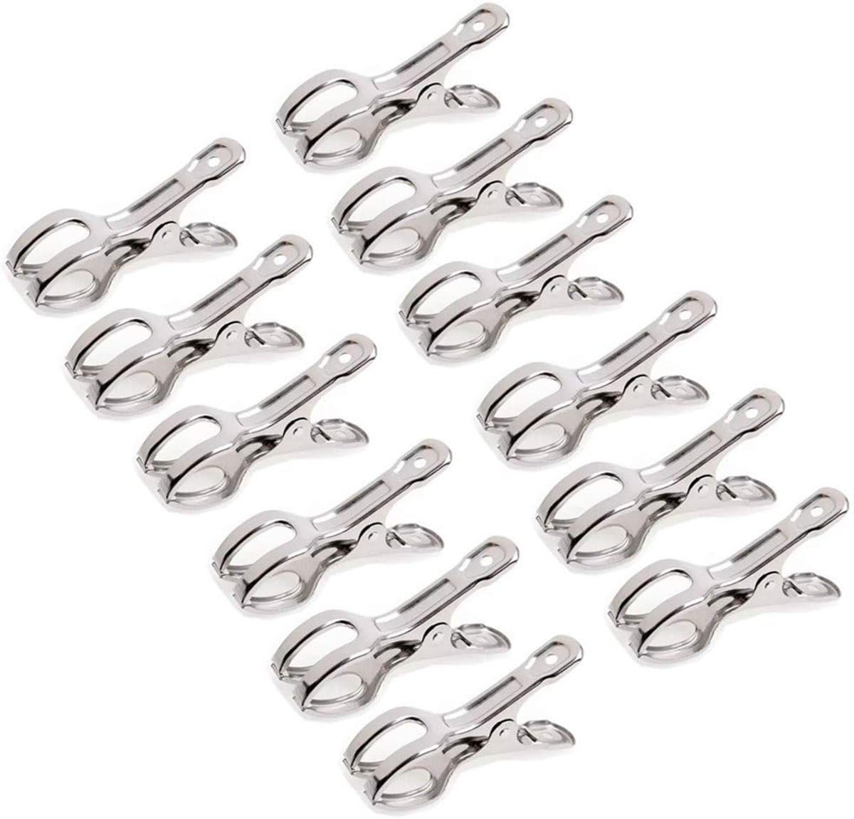 Dailygoods- Handdoekclips Winddicht - Roestvrij Staal - 12 Stuks - 8,5 cm - Geschikt voor Ligstoelen - Grove Opening - Ideaal voor Strand - Strandclips — afbeelding 1