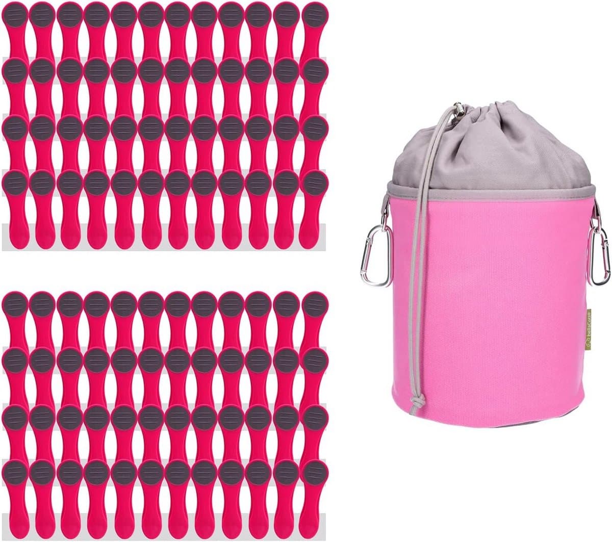 Wasknijpers Set - Kledingklemmen - Kleding Drogen - Roestvrijstalen veren - 96 stuks - Roze Grijs — afbeelding 1