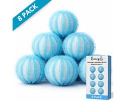 Boncy® Drogerballen 8 stuks Blauw - Droger Ballen Haarverwijderaar voor Wasdrogers & Wasmachine - Haarvanger Wasbollen - Anti Haar Droogballen - Wasdrogerballen - Wasballen Pluizenverwijderaar Huisdieren Wasmachine Pluis Wasbol — afbeelding 1