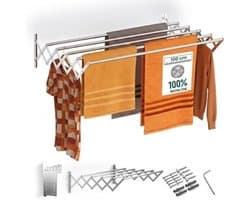 RUX® Wanddroogrek Inklapbaar - Wanddroogrek - Zilver - 80cm x 100cm x 27cm