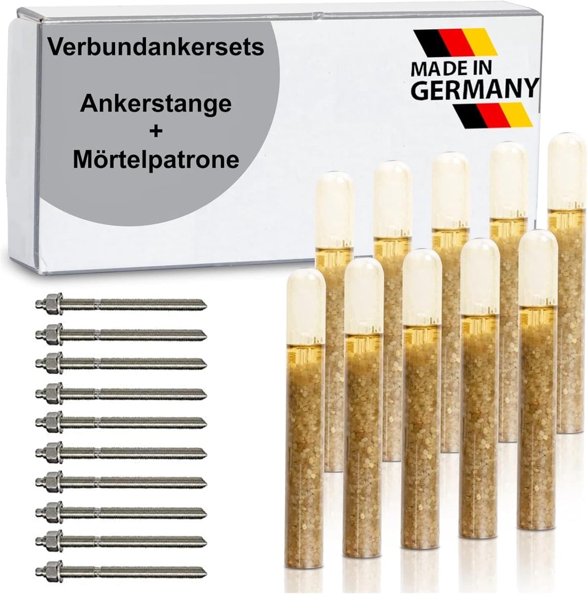 Zware Last Ankers - Composietanker Set - Beton Verankering - Styreenvrij Composiet - M10 x 130 mm - Galvanisch Staal — afbeelding 1