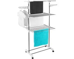 Droogrek Toren - Wasdroger - Binnen Droge Kleding - Ruimtebesparend Ontwerp - 75x44x158 cm - Zilverwit — afbeelding 1