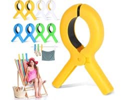 Set van 8 Handdoek Klemmen voor Strandstoelen, Grote Kledingknijpers in 4 Kleuren, Ideaal voor Handdoeken, Bedlinnen en Dikke Kledingstukken