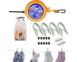 Intrekbare Waslijn - Kledingtouw Reizen - Buiten Kleding Drogen - Roestvrij Staal - 10 Meter - Meerkleurig