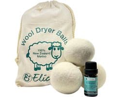 Elicious® - Drogerballen met Eucalyptus Geurolie - 6 Stuks - Merinowol - Duurzaam & Energiebesparend - Snellere Droogtijd — afbeelding 1