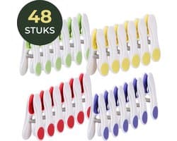 Gandria Wasknijpers 48 Stuks - Kunststof Wasknijpers - Set van 48 Plastic Knijpers - Wasrek Knijpers 10 Kg - 4 Kleuren — afbeelding 1