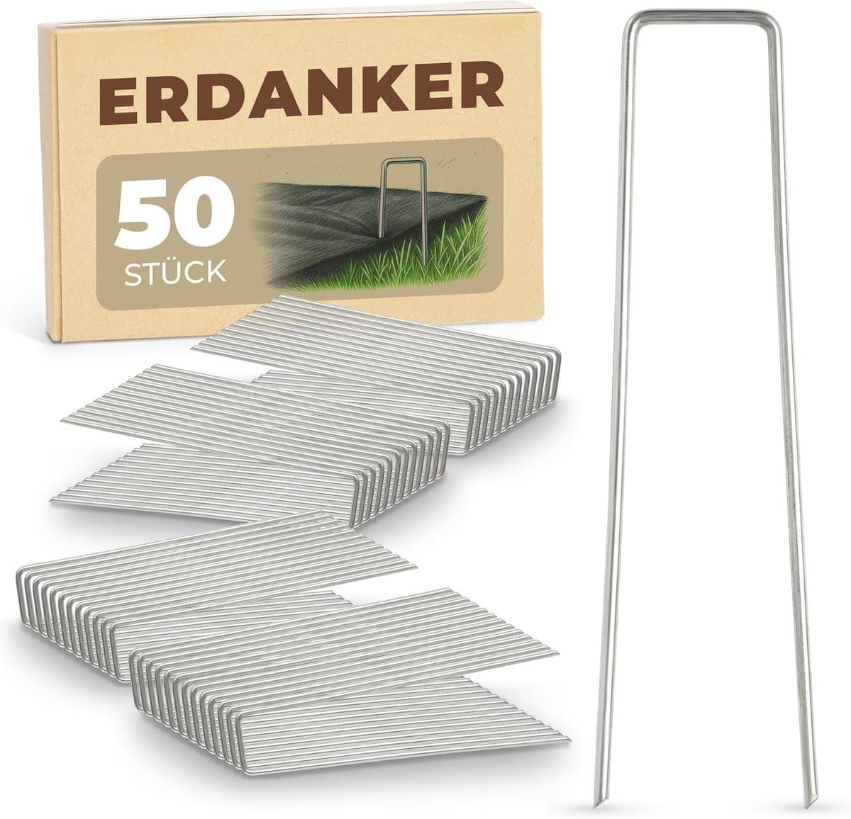 Novatool haringen grondanker 150x30x3mm 25 stuks, roestvrij, duurzaam en extreem stabiel, grondnagels grondhaken grondverankering, voor tenttuin onkruidbestrijding doek landschapsarchitectuur — afbeelding 1