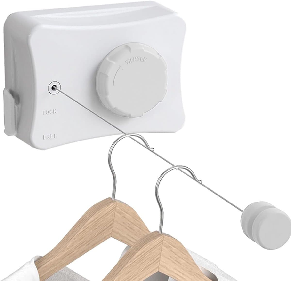 Kledinglijn - Uitschuifbare Balkonwand - Gemakkelijk te Monteren - 5.1m RVS Kledinglijn voor Hotel en Utility Room (Wit) — afbeelding 1