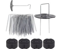Allecto plus - Grondankers van staal voor tuin en camping, 50 stuks anti-roest bevestigingsankers met haringtrekker.