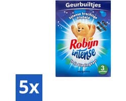 5 x Robijn Geurbuiltjes Intense 3 stuks per verpakking - Geur In Kleding - Langdurige Geur - Frisse Geur - Geurbuiltjes - Kledingkast Geur