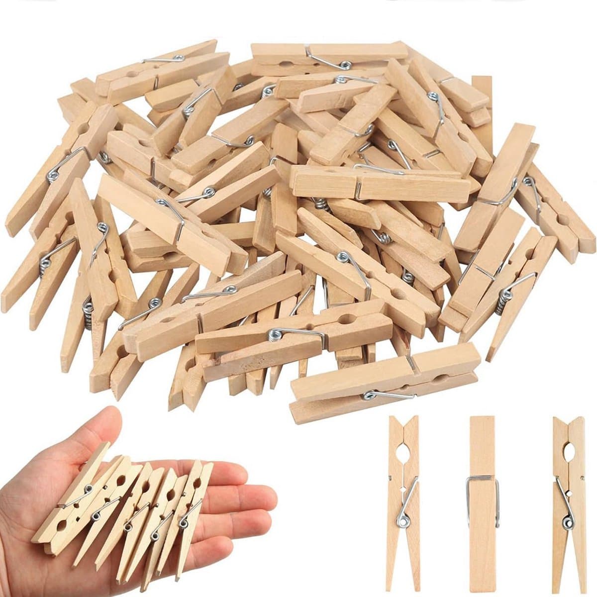 120 stuks mini houten klemmetjes voor decoratie en ophangen — afbeelding 1