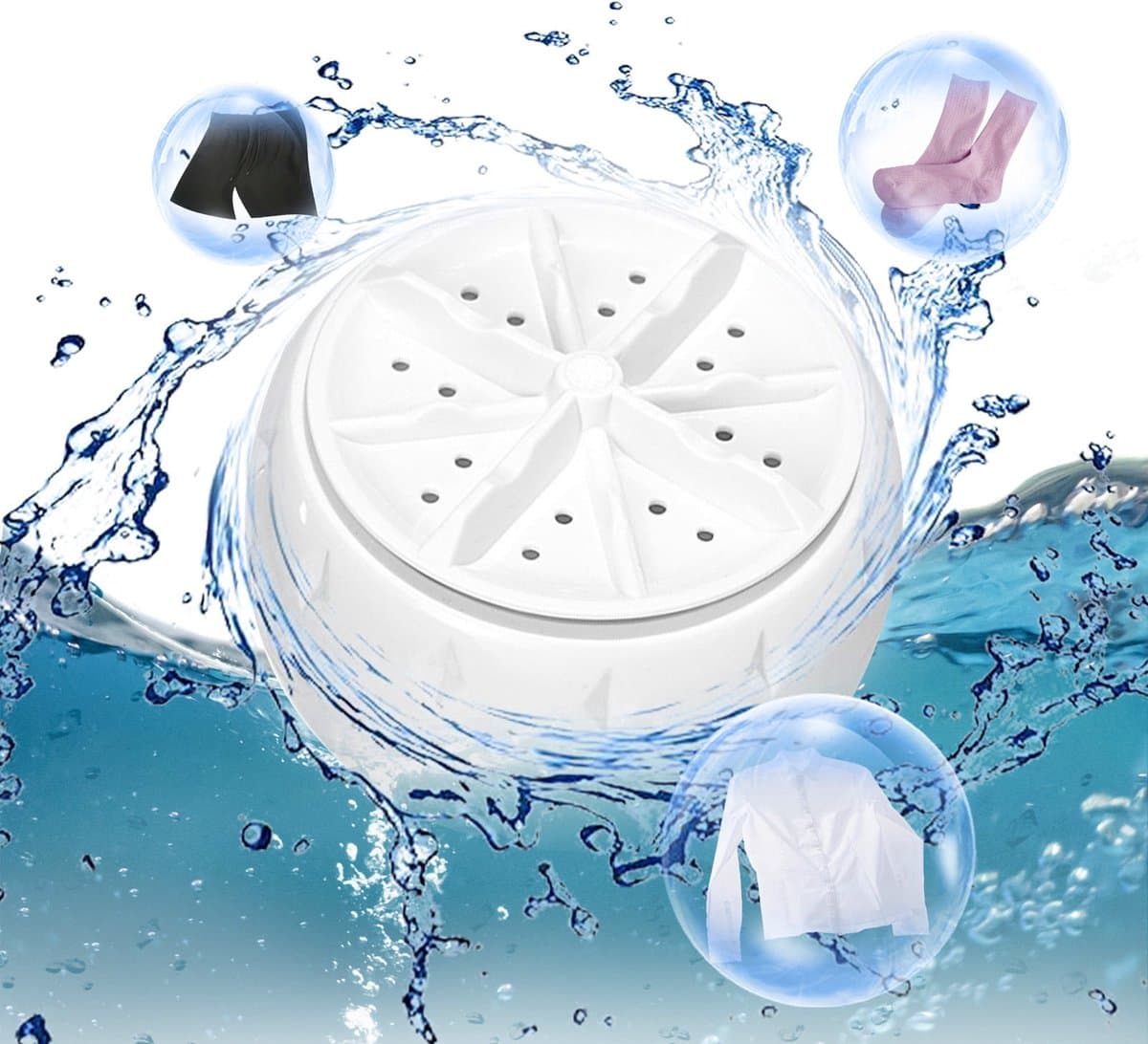 Draagbare mini-automatische wasmachine met turbinereinigingsfunctie, multifunctionele USB-vaatwasser, compacte wasmachine, geschikt voor campers, appartementen, reizen en wasruimtes in studentenkamers. — afbeelding 1