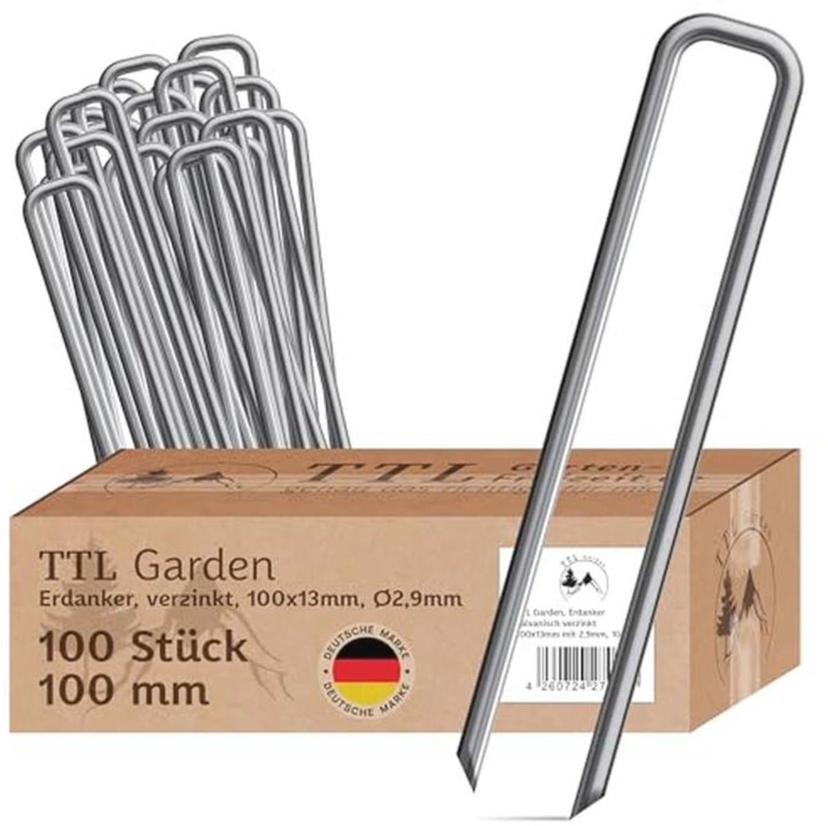 Grondankers 100 x 13 x 2,9 mm - Verzinkt en Robuust voor Tuin en Kamperen — afbeelding 1