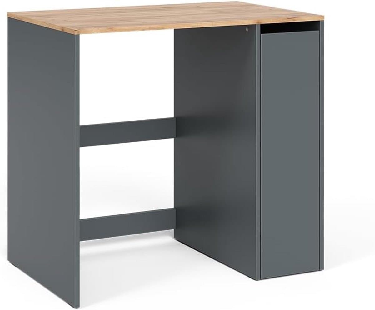 Wasmachinekast met Opbergruimte in Antraciet en Eiken — afbeelding 1
