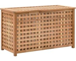 Wasmand met Deksel - Wasbox Kledingopslag - Ordelijke Slaapkamer - Massief Hout Ventilatie - 77x37x46 cm - Natuurlijk Walnoot