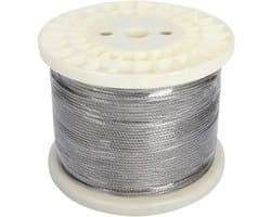 Roestvrijstalen Kabel - Staaldraad Waslijn - Buiten Ophangen - 7x7 Strengen Constructie - 10 Meter 2mm - Zilverkleurig