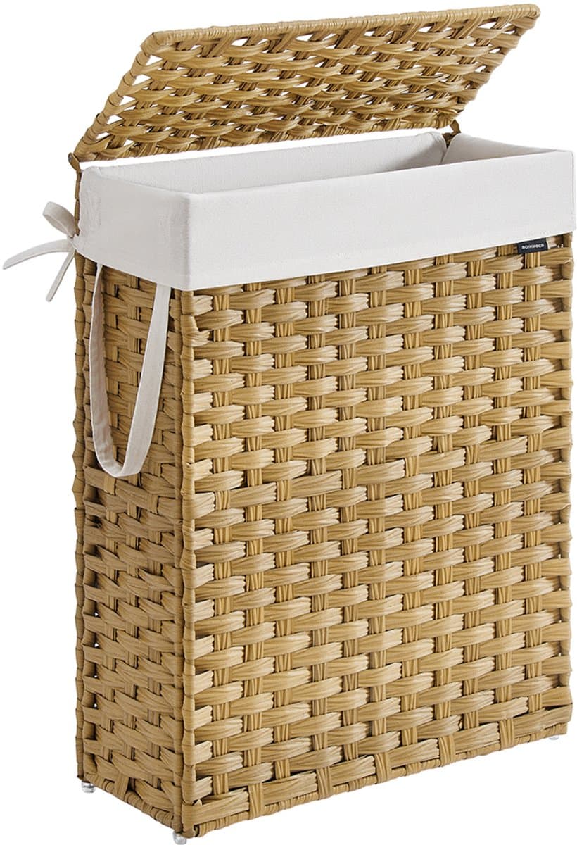 Wasmand – Synthetisch rotan – Wolkenwit – Opvouwbaar met deksel en uitneembare tas — afbeelding 1
