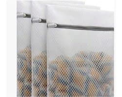 Waszakken - 3 stuks - Waszakken Van Gaas - Universele waszak - Polyester - Geschikt voor het wassen van delicate kledingstukken, ondergoed, sokken en opslag tijdens het reizen - 40 x 30 cm - Wit