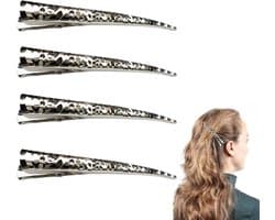 4x Professionele Metalen Haarclips Duckbill - Sterke Anti-Slip Kapper Klemmen
