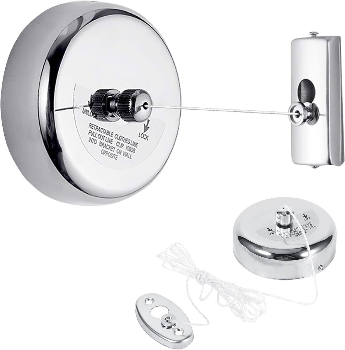 Retractable Clothesline - Invisible Clothesline - Stalen Kledinglijn voor Binnen en Buiten - Droogrek voor Hotel, Badkamer, Balkon — afbeelding 1